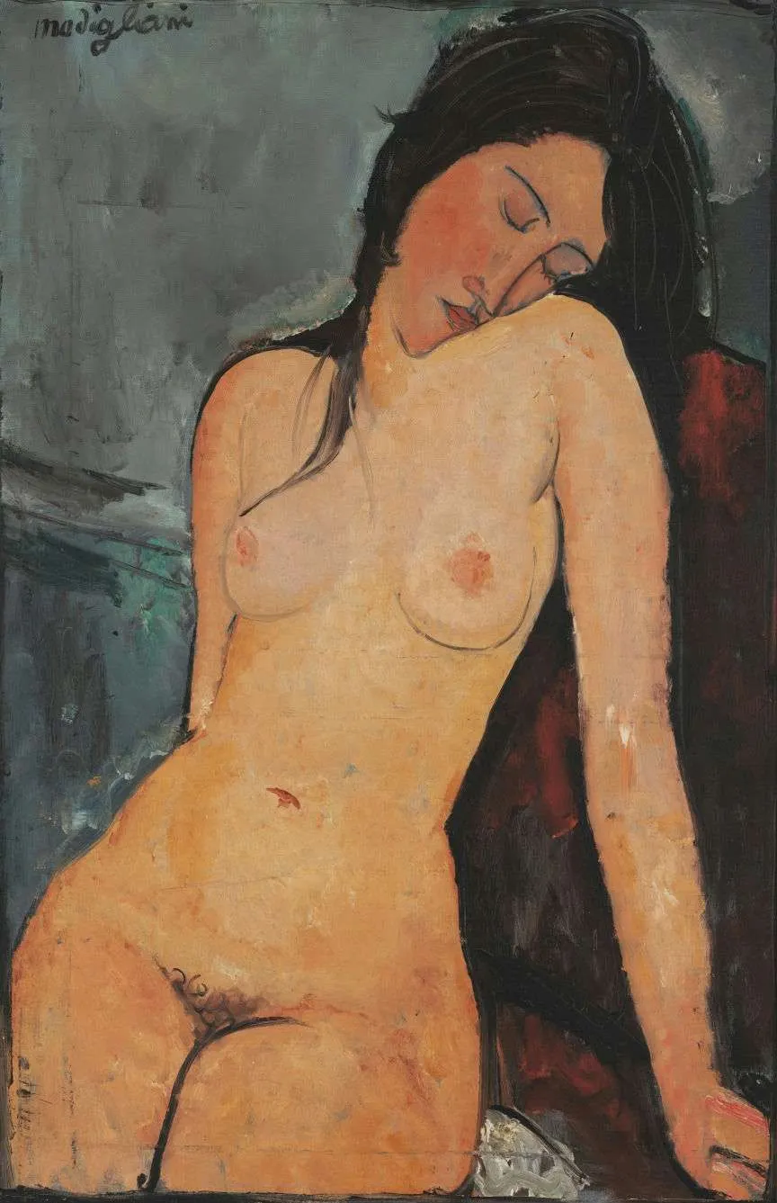 Amedeo Modigliani Female Nude Poster 1916 Wall Art Painting