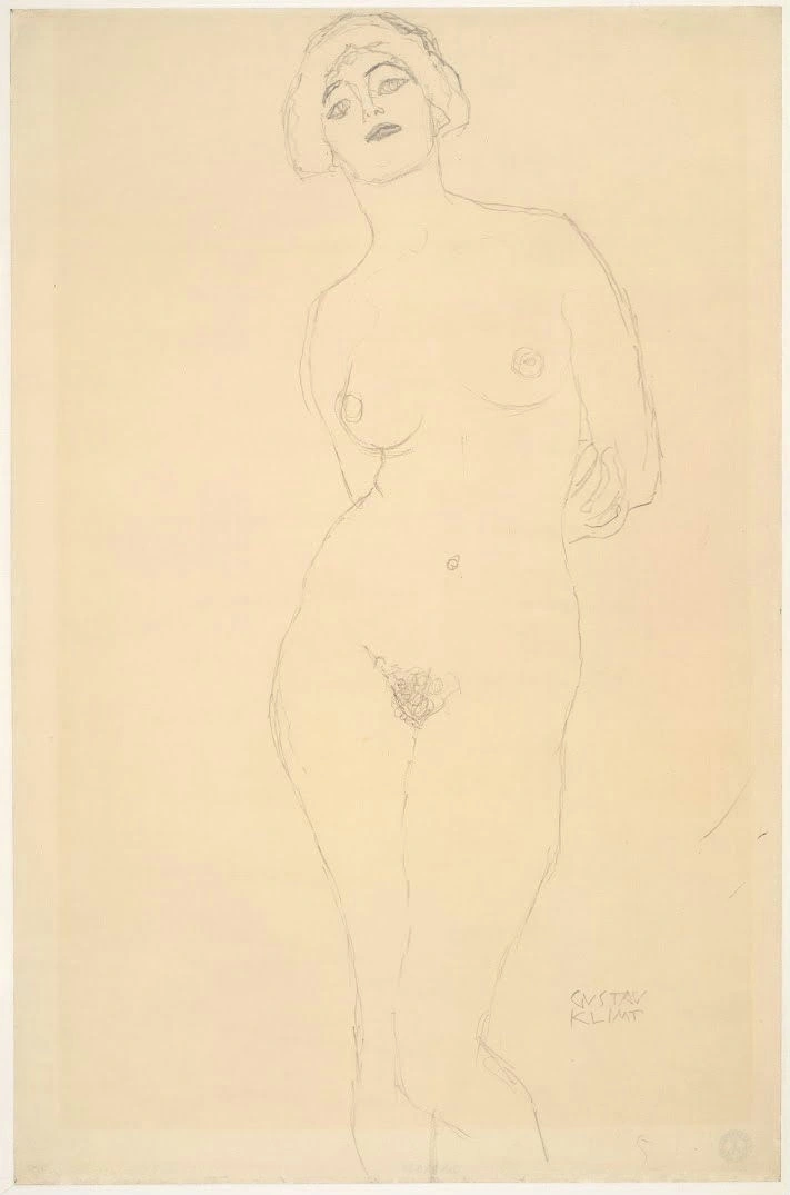 399_standing-nude-study-for-the-virgin-gustav-klimt Gustav Klimt Standing Nude Study for the Virgin Poster 1913 Wall Art Symbolist Painting - Image 1