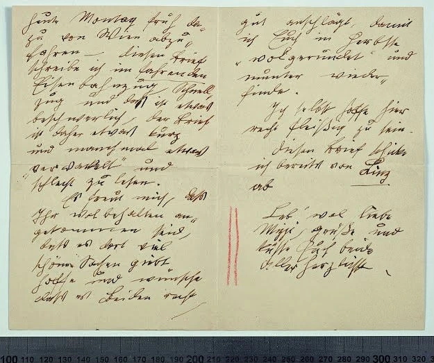 408_letter-with-envelope-from-gustav-klimt-from-linz-on-the-way-to-lake-attersee-to- Gustav Klimt Letter with Envelope from (No. 408) Poster 1911 Wall Art Symbolist Painting - Image 1