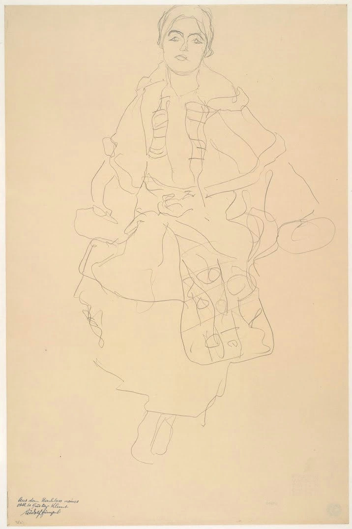 414_sitting-woman-study-for-the-portrait-friederike-maria-beer-gustav-klimt Gustav Klimt Sitting Woman Study for the Portrait Friederike Maria Beer Poster 1917 Wall Art Symbolist Painting - Image 1