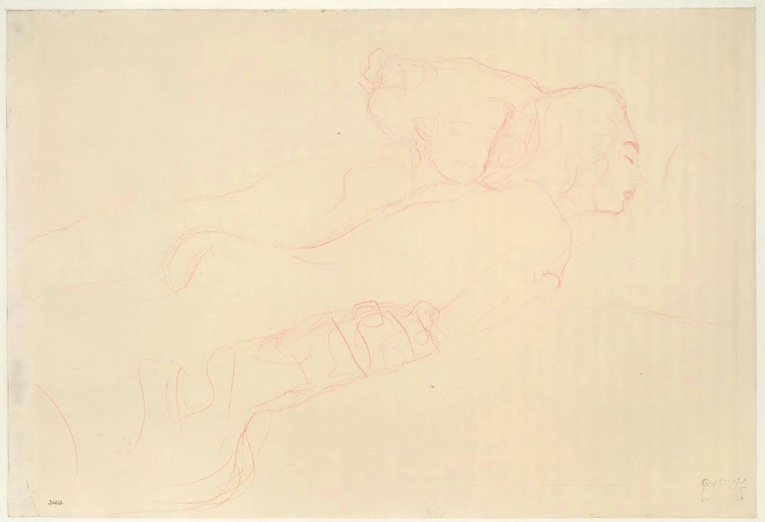 443_reclining-woman-study-for-water-snakes-ii-first-version-gustav-klimt Gustav Klimt Reclining Woman Study for Water Snakes II First Version Poster 1907 Wall Art Golden Painting - Image 1