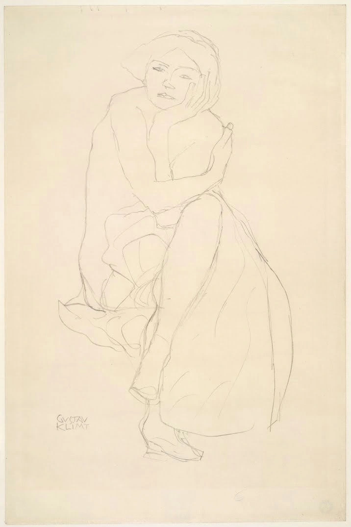 444_seated-nude-gustav-klimt Gustav Klimt Seated Nude Poster 1917 Wall Art Symbolist Painting - Image 1