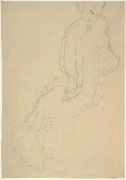 Gustav Klimt Seated Woman Facing Left Study for the Portrait Fritza Riedler Poster 1906 Wall Art Symbolist Painting