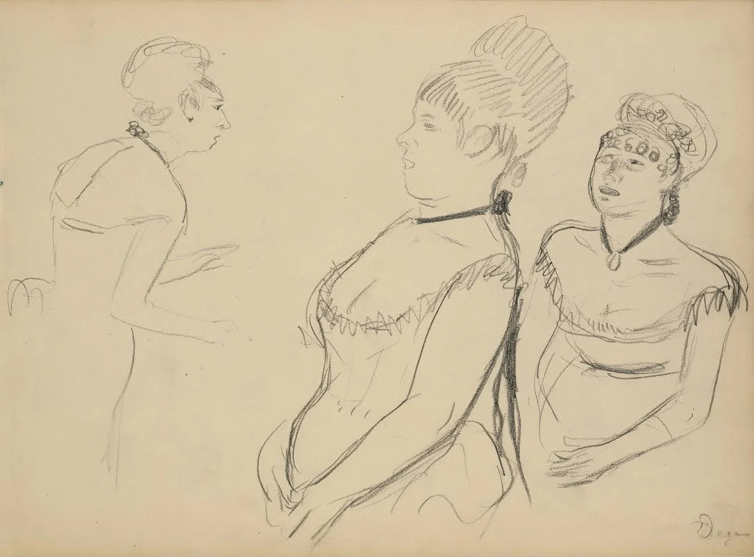 Edgar Degas Three Sketches Poster 1880 Wall Art Painting