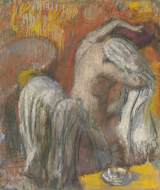 Edgar Degas Seated Bather Drying Her Neck Poster 1895 Wall Art Painting