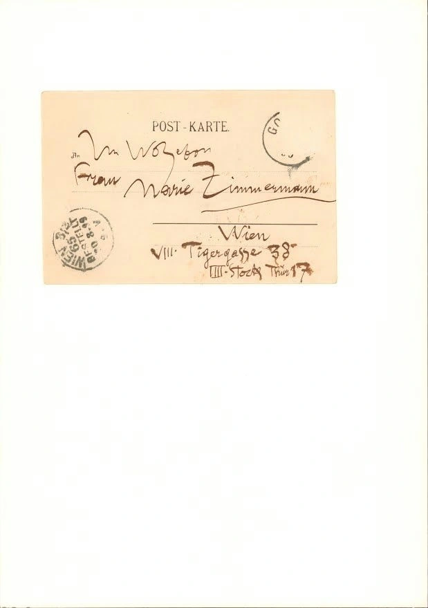 503_postcard-from-gustav-klimt-in-golling-to-marie-zimmermann-in-vienna-gustav-klimt Gustav Klimt Postcard from (No. 503) Poster 1912 Wall Art Symbolist Painting - Image 1