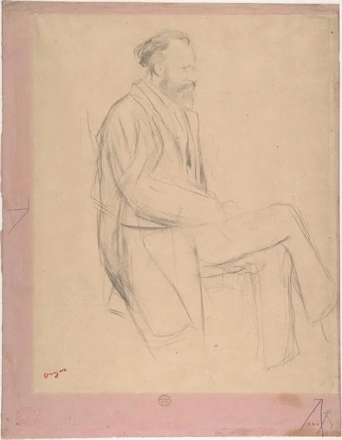 Edgar Degas Edouard Manet Seated Right Profile Poster 1864 Wall Art Painting