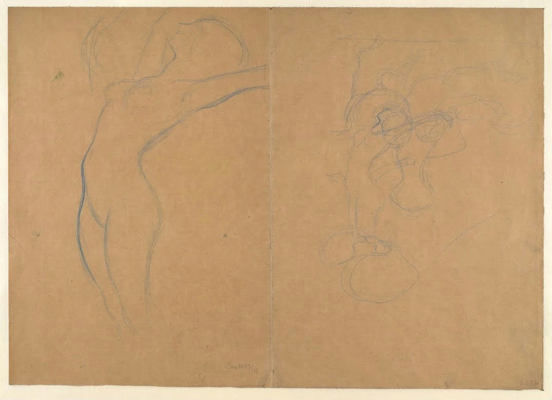 543_standing-nude-studies-for-moving-water-gustav-klimt Gustav Klimt Standing Nude Studies for Moving Water Poster 1898 Wall Art Symbolist Painting - Image 1