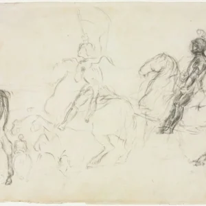 Edgar Degas Battle Scene with Armored Figures on Horseback Recto Poster 1880 Wall Art Painting