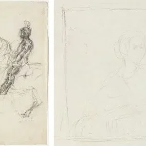 Edgar Degas Battle Scene with Armored Figures on Horseback Recto Two Seated Women Verso Edga Poster 1880 Wall Art Painting