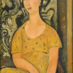 Amedeo Modigliani Woman in a Yellow Dress Poster 1918 Wall Art Painting