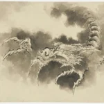 Katsushika Hokusai Dragon Emerging From Clouds 19th Poster 1830 Wall Art Painting