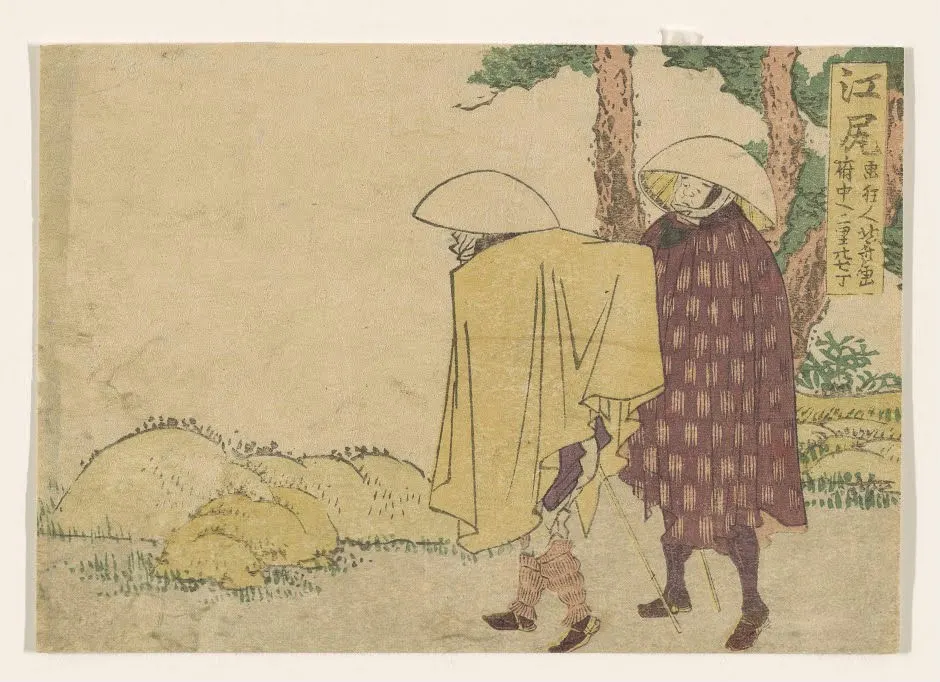 Artist_ Attributed to Katsushika Hokusai Ejiri, from the series, Surimono Tokaido late 18th mid 19th century Katsushika Hokusai Ejiri From the Surimono Tokaido 18th 19th Poster 1830 Wall Art Painting - Image 1