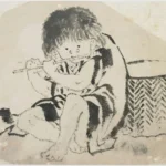 Katsushika Hokusai Boy Playing Flute Ca Poster 1840 Wall Art Painting