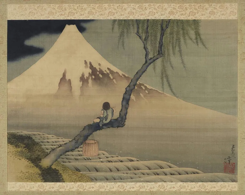 Artist_ Katsushika Hokusai Boy Viewing Mount Fuji 1839 Katsushika Hokusai Boy Viewing Mount Fuji Poster 1839 Wall Art Painting - Image 1