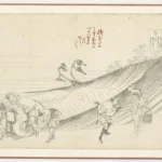 Katsushika Hokusai Drawing for a Keyblock Verses by One Hundred Poets As Told to a Nurse 1830s Poster Wall Art Painting