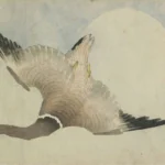 Katsushika Hokusai Goose Flying in Front of the Moon Poster 1849 Wall Art Painting