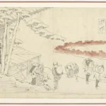 Katsushika Hokusai Preparatory Drawing for a Print in the Sereis Hyakunin Isshu Uba Ge Etoki Koshikibu No Naish Poster 1830 Wall Art Painting