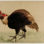 Katsushika Hokusai Rooster Poster 1849 Wall Art Painting