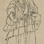 Katsushika Hokusai Standing Figure of a Man Poster 1849 Wall Art Painting