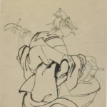 Katsushika Hokusai Woman with Back to Observer Playing Samisen Poster 1849 Wall Art Painting