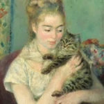 Pierre-Auguste Renoir Woman with a Cat Poster 1875 Wall Art Painting
