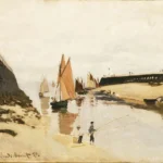 Claude Monet Breakwater at Trouville Low Tide Poster 1870 Wall Art Painting