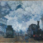 Claude Monet The Gare Saint Lazare Arrival of a Train Poster 1877 Wall Art Painting