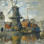 Claude Monet The Windmill on the Onbekende Gracht Amsterdam Poster 1874 Wall Art Painting
