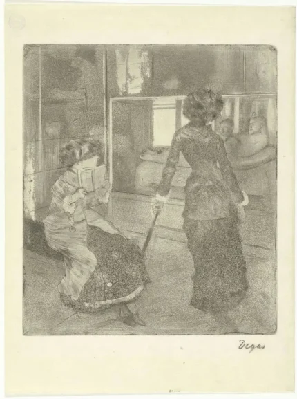 Edgar Degas Mary Cassatt in het Louvre bij de Gallerij met Etruskische Kunst 1879 Poster PrintOvly