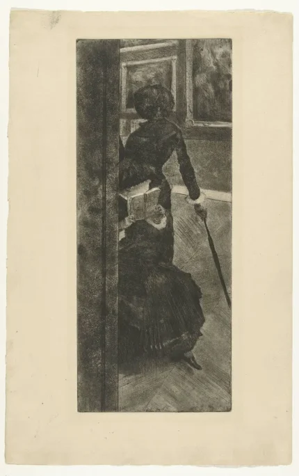 Edgar Degas Mary Cassatt kijkt naar Schilderijen in het Louvre 1880 Poster PrintOvly