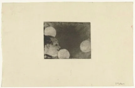 Edgar Degas Zangeres en Profil bij Vier Gaslampen in Donkere Omgeving 1877 Poster PrintOvly