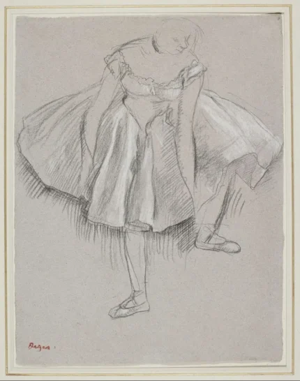 Edgar Degas Danseuse Rajustant Son Chausson Early 1880s 1882 Poster PrintOvly