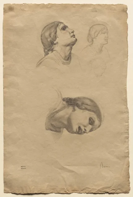 Edgar Degas Four Studies of the Head of a Young Italian Woman 1858 Poster PrintOvly