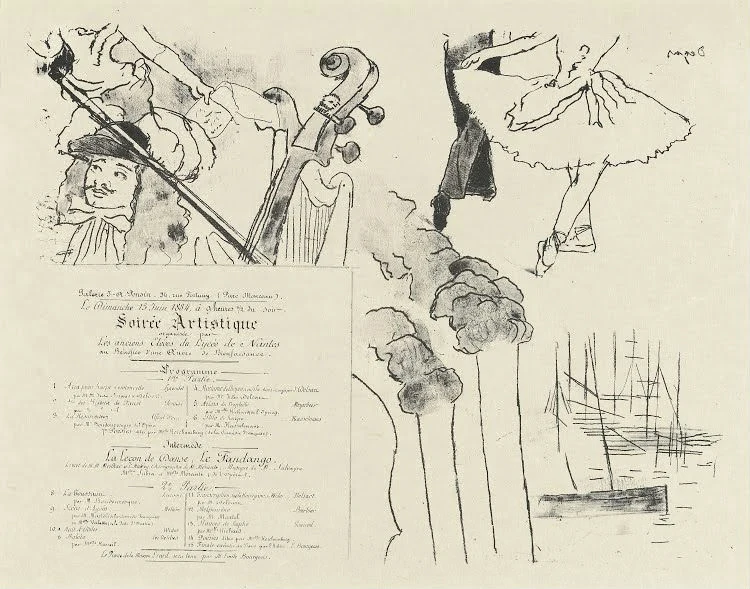 Edgar Degas - Program for the Soiree Artistique Poster 1880 Edgar Degas Program for the Soiree Artistique 1880 Poster PrintOvly