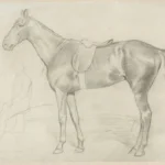 Edgar Degas Saddled Horse with a Study of a Rider C 1860s 1880 Poster PrintOvly