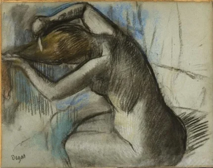 Edgar Degas Seated Nude Woman Brushing Her Hair 1884 Poster PrintOvly