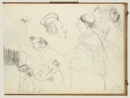 Edgar Degas Sketches of Figures at a Funeral 1866 Poster PrintOvly