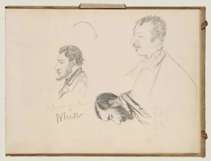 Edgar Degas Sketches of Men in Profile 1877 Poster PrintOvly