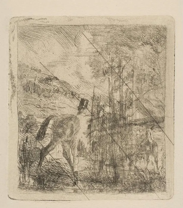 Edgar Degas - The Sportsman Mounting His Horse Poster 1856 Edgar Degas The Sportsman Mounting His Horse 1856 Poster PrintOvly