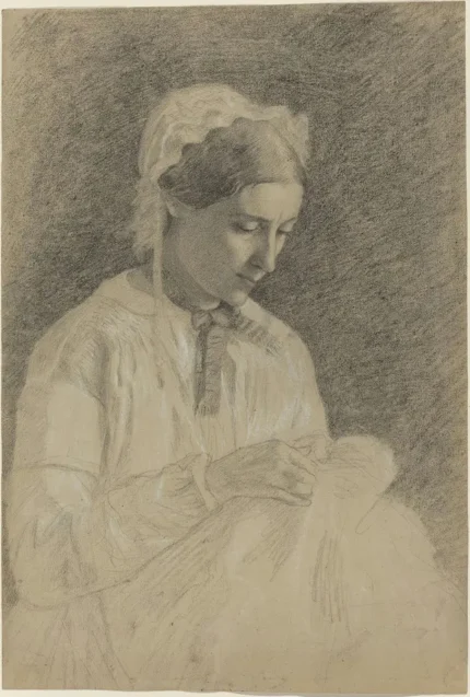 Edgar Degas Woman Embroidering 1882 Poster PrintOvly