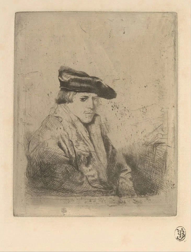 Edgar Degas - Rembrandt Young Man Seated in a Velvet Beret After Rembrandt Poster 1857 Edgar Degas Rembrandt Young Man Seated in a Velvet Beret After Rembrandt 1857 Poster PrintOvly