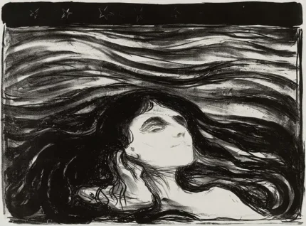 Edvard Munch Lovers in the Waves 1896 Poster PrintOvly