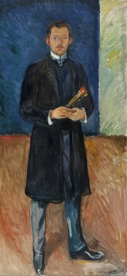 Edvard Munch Self Portrait with Brushes 1904 Poster PrintOvly