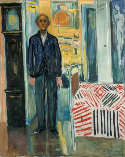 Edvard Munch Self Portrait Between the Clock and the Bed 1895 Poster PrintOvly