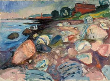 Edvard Munch Shore with Red House 1904 Poster PrintOvly