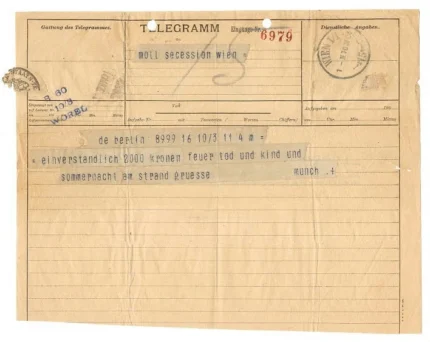 Edvard Munch Telegram From to Carl Moll March 10 1904 Poster PrintOvly