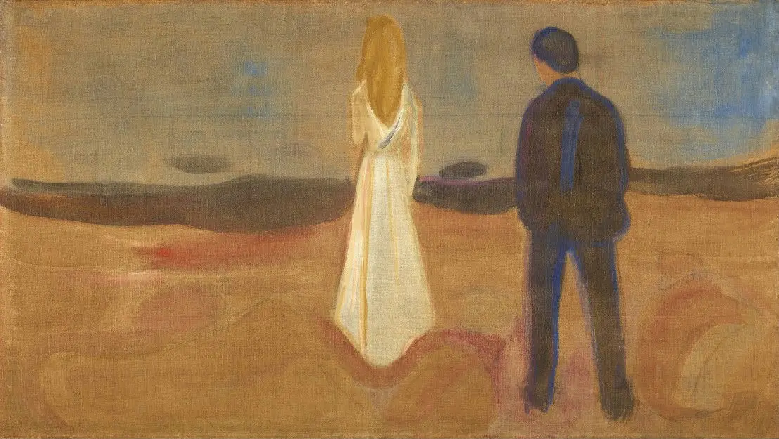 Edvard Munch - Two Human Beings The Lonely Ones Poster 1895 Edvard Munch Two Human Beings The Lonely Ones 1895 Poster PrintOvly