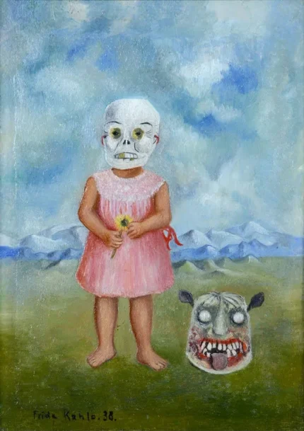 Frida Kahlo Girl with Death Mask (Niña con Máscara de Calavera) 1938 Poster PrintOvly