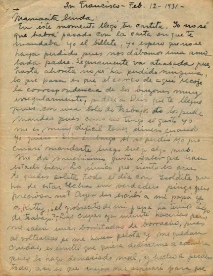 Frida Kahlo Letter to Her Mother Matilde Calderón de Kahlo (February 12) 1931 Poster PrintOvly